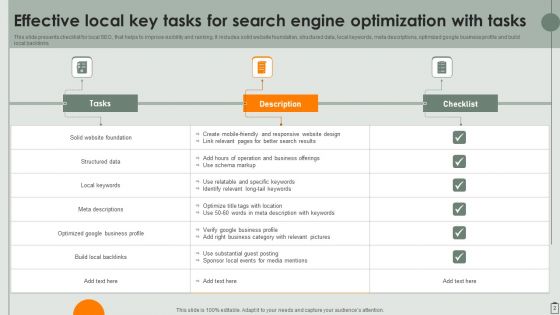 Key Tasks For Search Engine Optimization Ppt PowerPoint Presentation Complete Deck With Slides