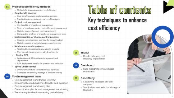 Key Techniques To Enhance Cost Efficiency Ppt PowerPoint Presentation Complete Deck With Slides