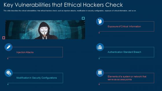 Key Vulnerabilities That Ethical Hackers Check Ppt Layouts Templates PDF