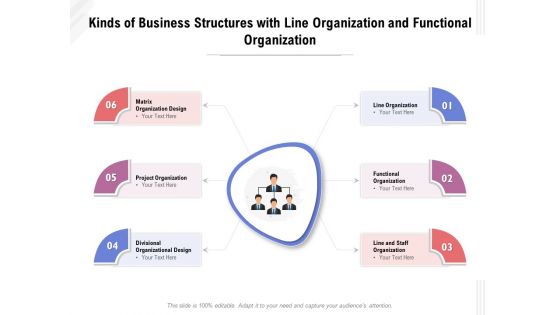 Kinds Of Business Structures With Line Organization And Functional Organization Ppt PowerPoint Presentation Show Graphics PDF