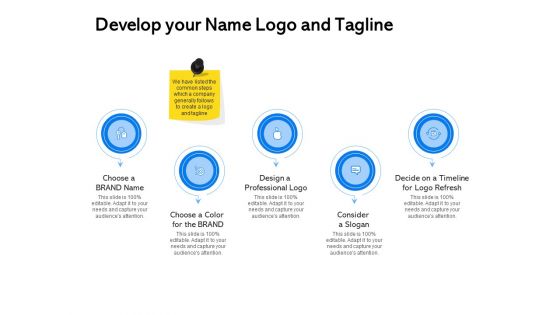 Label Building Initiatives Develop Your Name Logo And Tagline Ppt Layouts Vector PDF