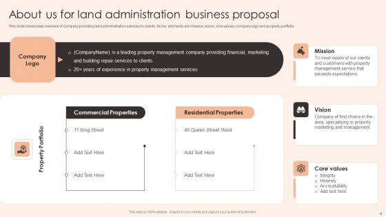 Land Administration Business Proposal Ppt PowerPoint Presentation Complete Deck With Slides