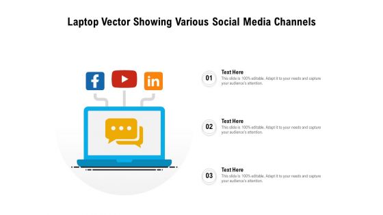 Laptop Vector Showing Various Social Media Channels Ppt PowerPoint Presentation Outline Gridlines PDF