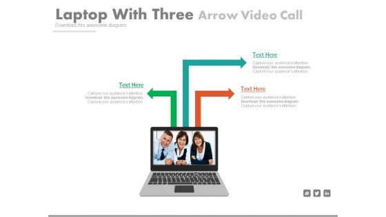 Laptop With Team Pictures For Video Conferencing Powerpoint Template