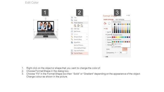 Laptop With Team Pictures For Video Conferencing Powerpoint Template
