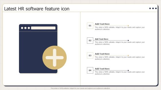 Latest HR Software Feature Icon Ppt PowerPoint Presentation Infographics Layout PDF