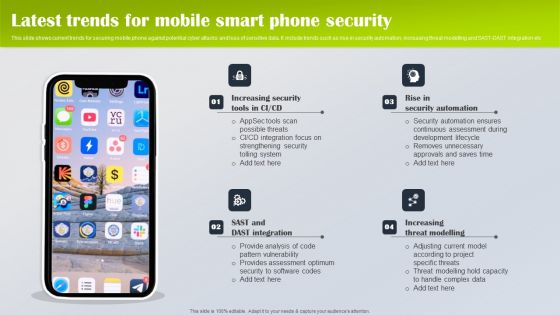 Latest Trends For Mobile Smart Phone Security Icons PDF