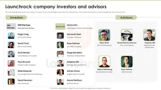 Launchrock Capital Raising Elevator Pitch Deck Launchrock Company Investors Template PDF