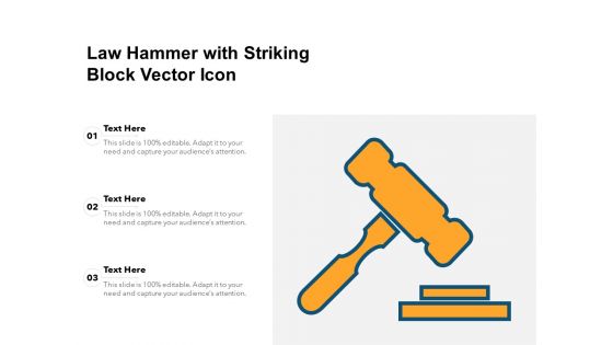 Law Hammer With Striking Block Vector Icon Ppt PowerPoint Presentation Gallery Portrait PDF