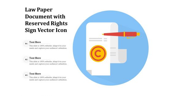 Law Paper Document With Reserved Rights Sign Vector Icon Ppt PowerPoint Presentation Information PDF