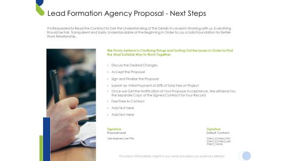 Lead Formation Agency Proposal Next Steps Ppt Summary Microsoft PDF