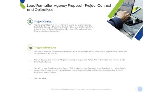 Lead Formation Agency Proposal Project Context And Objectives Ppt Icon Model PDF