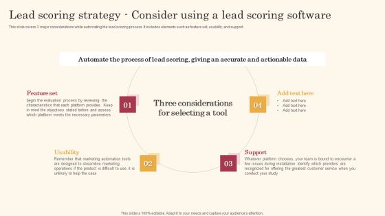 Lead Scoring Strategy Consider Using A Lead Scoring Software Improving Lead Generation Process Information PDF