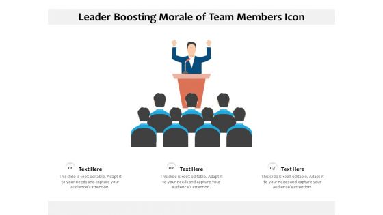 Leader Boosting Morale Of Team Members Icon Ppt PowerPoint Presentation Outline Visuals PDF