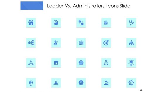 Leader Vs Administrators Ppt PowerPoint Presentation Complete Deck With Slides
