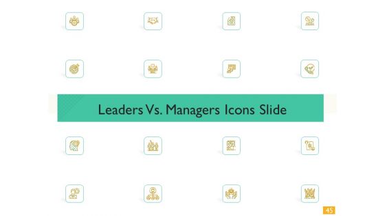 Leaders Vs Managers Ppt PowerPoint Presentation Complete Deck With Slides