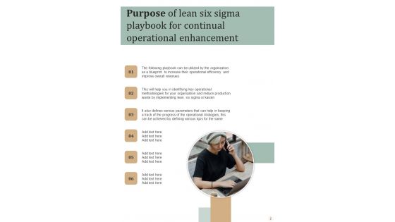 Lean Six Sigma Playbook For Continual Operational Enhancement Template