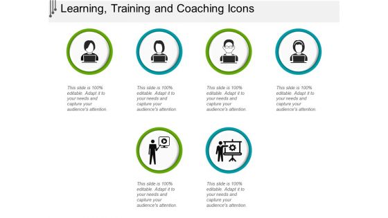 Learning Training And Coaching Icons Ppt PowerPoint Presentation Gallery Slide PDF