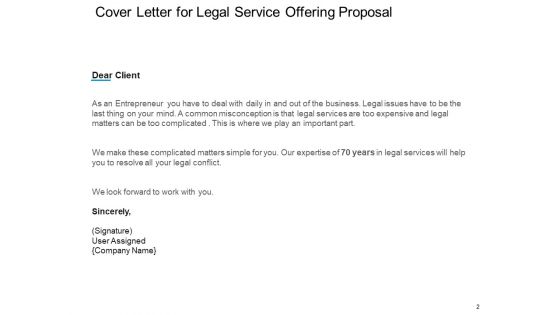 Legal Service Offering Proposal Ppt PowerPoint Presentation Complete Deck With Slides
