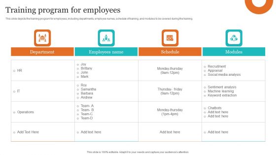 Leveraging NLP To Enhance Operational Efficiency Training Program For Employees Brochure PDF