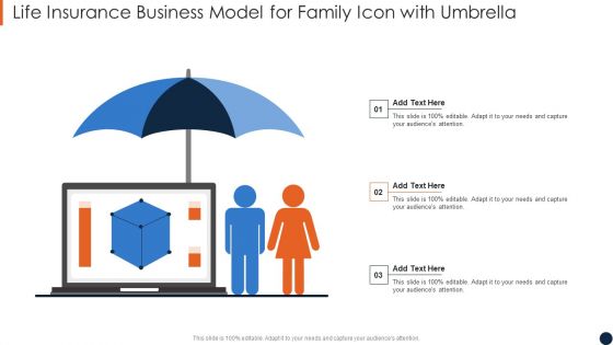 Life Insurance Business Model For Family Icon With Umbrella Diagrams PDF