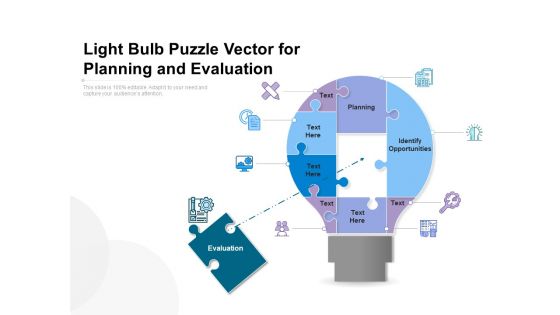 Light Bulb Puzzle Vector For Planning And Evaluation Ppt PowerPoint Presentation Gallery Icons