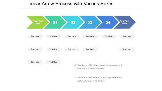 Linear Arrow Process With Various Boxes Ppt PowerPoint Presentation File Slide Portrait PDF