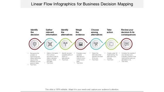 Linear Flow Infographics For Business Decision Mapping Ppt PowerPoint Presentation Infographics Graphics Example