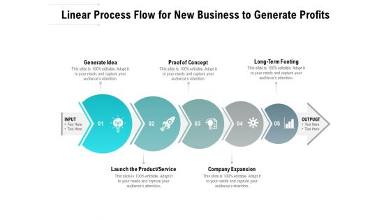 Linear Process Flow For New Business To Generate Profits Ppt PowerPoint Presentation Slides Picture PDF