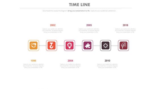 Linear Timeline Steps For Year Based Analysis Powerpoint Slides