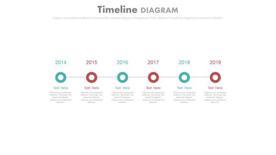 Linear Timeline With Years For Business Agenda Powerpoint Slides