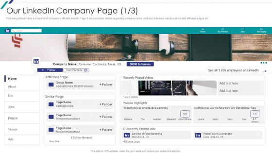 Linkedin Promotional Strategies For Organizational Growth Our Linkedin Company Page Graphics PDF