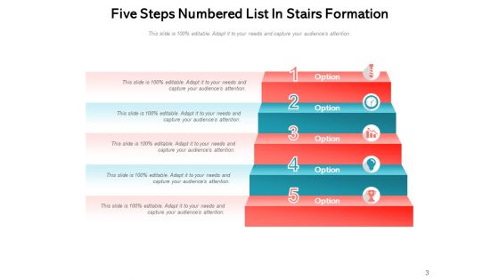 List Infographic Template Stairs Formation Triangular Design Rightwards Arrows Ppt PowerPoint Presentation Complete Deck