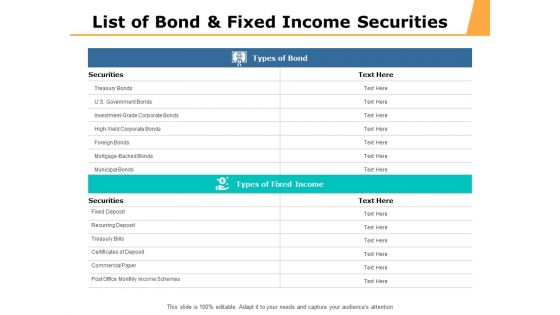 List Of Bond And Fixed Income Securities Ppt PowerPoint Presentation Layouts Graphic Tips List Of Bond And Fixed Income Securities Ppt PowerPoint Presentation Layouts Graphic Tips