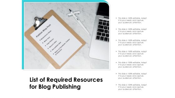 List Of Required Resources For Blog Publishing Ppt PowerPoint Presentation Ideas Slides PDF