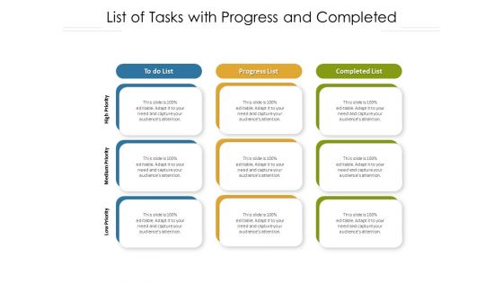 List Of Tasks With Progress And Completed Ppt Styles Aids PDF