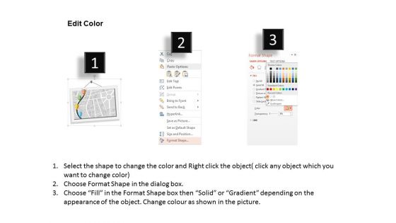 Location Map With Navigation Points Powerpoint Template