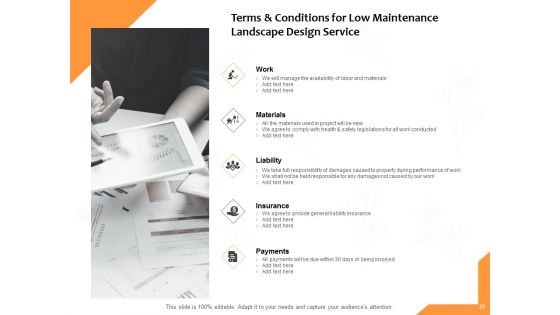 Low Maintenance Landscape Design Service Proposal Ppt PowerPoint Presentation Complete Deck With Slides