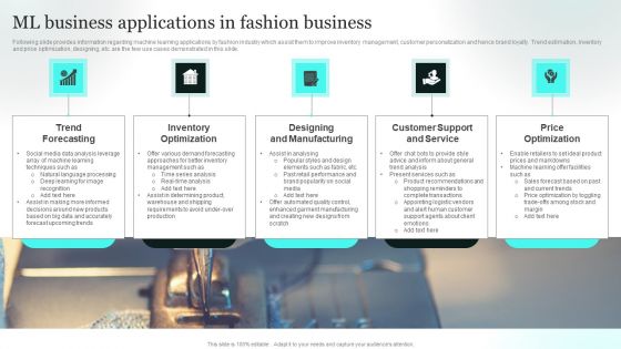 ML Business Applications In Fashion Business Background PDF ML Business Applications In Fashion Business Background PDF