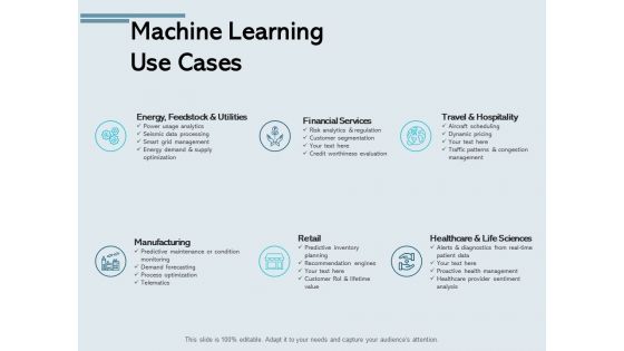 Machine Learning Use Cases Ppt PowerPoint Presentation Summary Show
