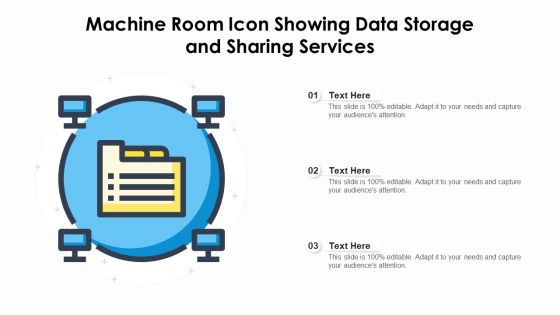 Machine Room Icon Showing Data Storage And Sharing Services Ppt PowerPoint Presentation Infographics Example PDF