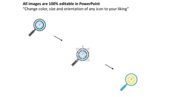 Magnifier With Clock For Time Management Powerpoint Template