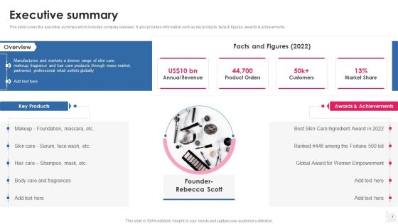 Makeup And Beauty Care Products Company Profile Ppt PowerPoint Presentation Complete Deck With Slides