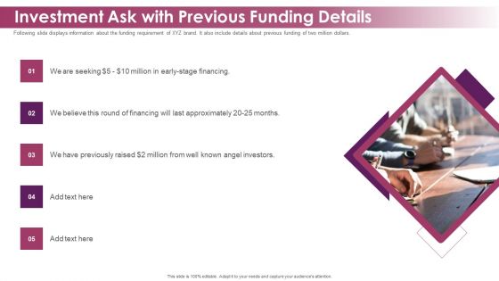 Makeup And Skincare Brand Investment Ask With Previous Funding Details Information PDF