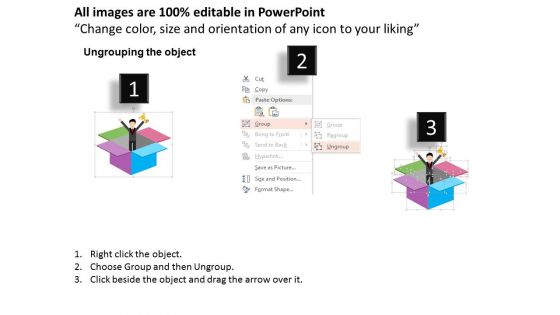 Man In Open Box With Trophy Powerpoint Templates