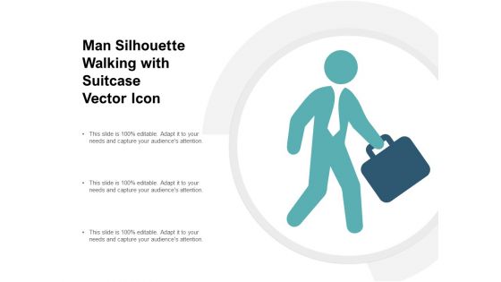Man Silhouette Walking With Suitcase Vector Icon Ppt PowerPoint Presentation Gallery Vector