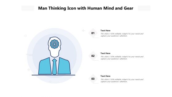Man Thinking Icon With Human Mind And Gear Ppt PowerPoint Presentation Inspiration Graphics Tutorials PDF