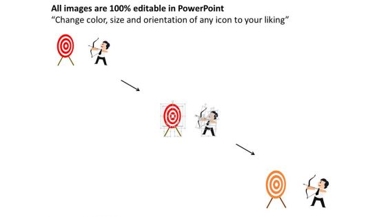 Man With Bow And Arrow Pointing On Target Powerpoint Template