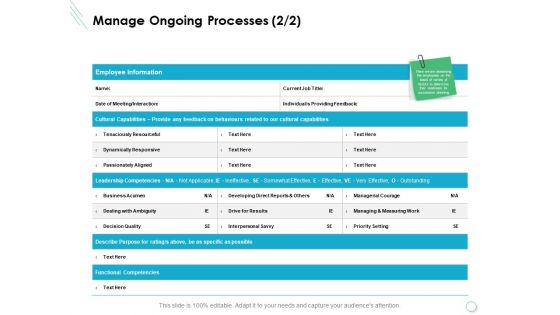 Manage Ongoing Processes Planning Ppt PowerPoint Presentation Deck