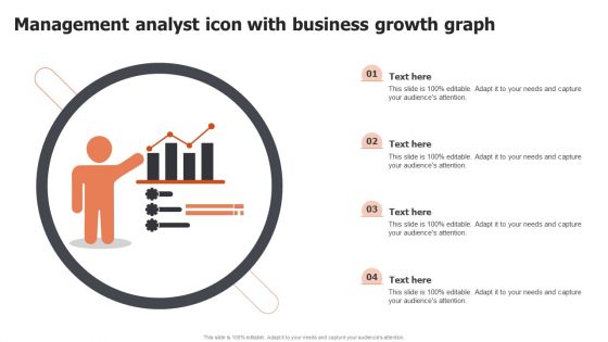 Management Analyst Icon With Business Growth Graph Ppt Professional Themes PDF